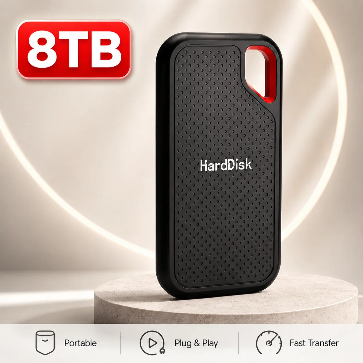 Corporación Turística 1TB external SSD with USB 3.1 port, portable high-speed storage for PC and Mac.