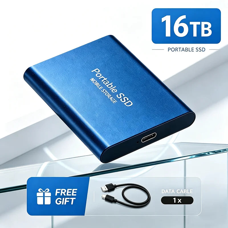 Corporación Turística portable SSD with 1TB or 2TB capacity, USB 3.1 external hard drive for fast mobile storage.