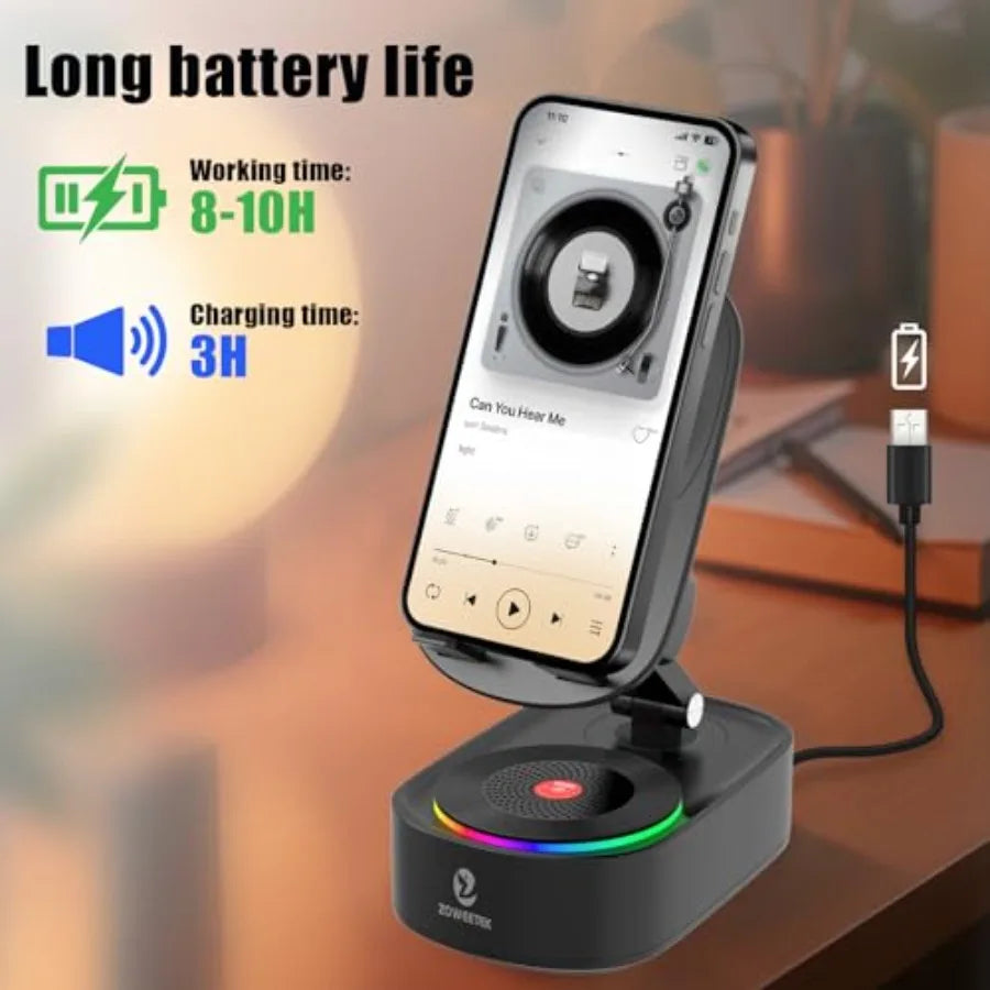 Bluetooth speaker with mobile support, RGB lights, and 8-hour battery from Corporación Turística in electronic audio category.