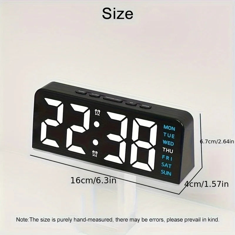 Digital LED ambient clock with date and USB, adjustable brightness, by Corporación Turística, featuring a modern design and blue light.