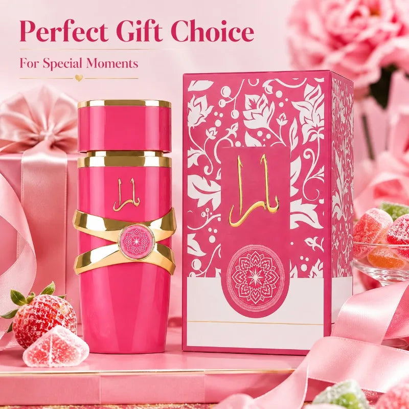 Unisex Yara & Asad Eau de Parfum 100ml bottle with elegant packaging, exotic fragrance, by Corporación Turística.