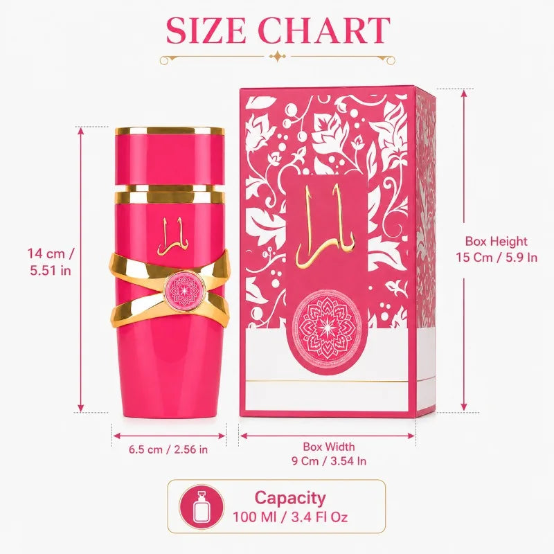 Yara & Asad unisex Eau de Parfum 100ml bottle with elegant design, exotic fragrance, by Corporación Turística.