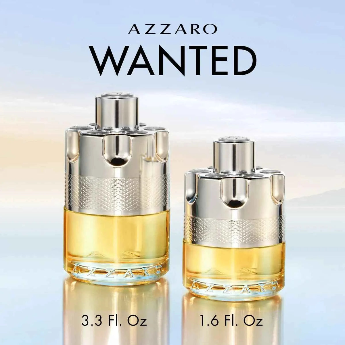 Azzaro Wanted Eau de Toilette for men, vibrant cologne in a sleek bottle, displayed on a plain background.