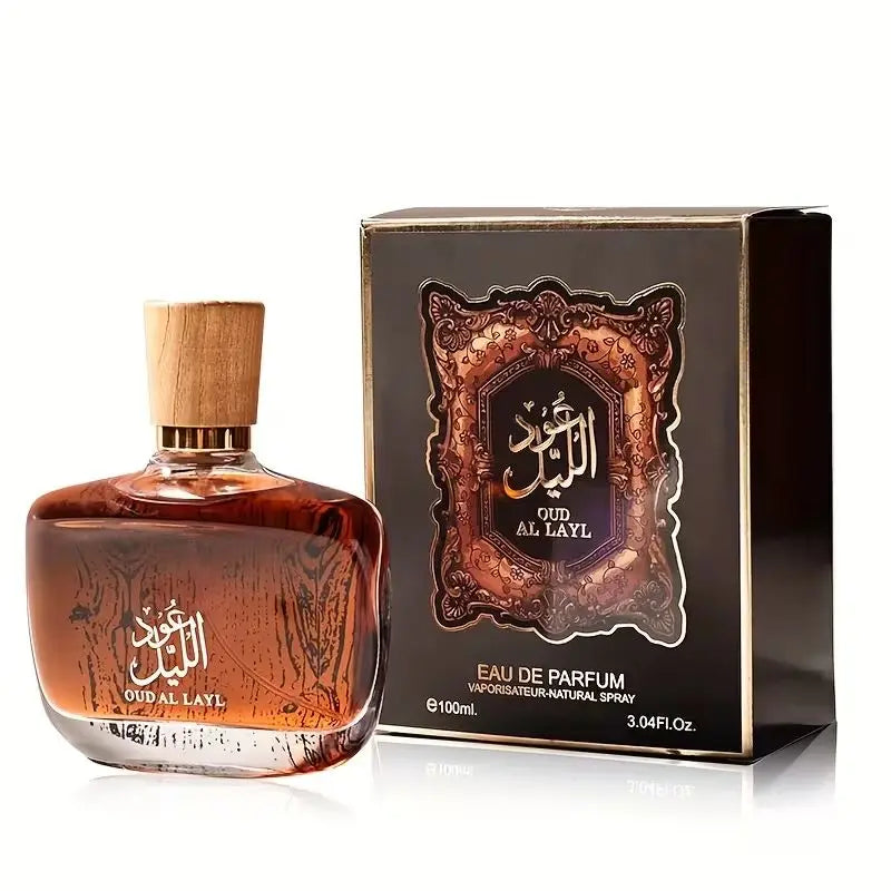Luxurious Oud Al Layl Eau De Parfum 100ml by Corporación Turística, unisex fragrance with rich, exotic scent in elegant bottle.
