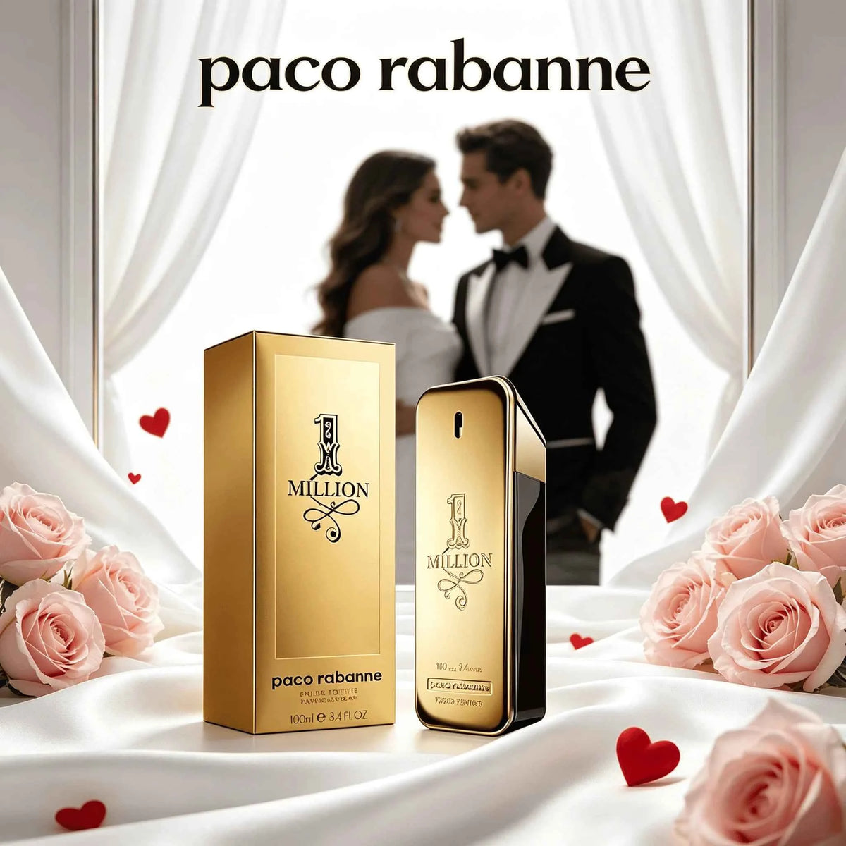 Paco Rabanne 1 Million Eau de Toilette spray 100ml, luxury men's fragrance with gold bar design visible in the image.