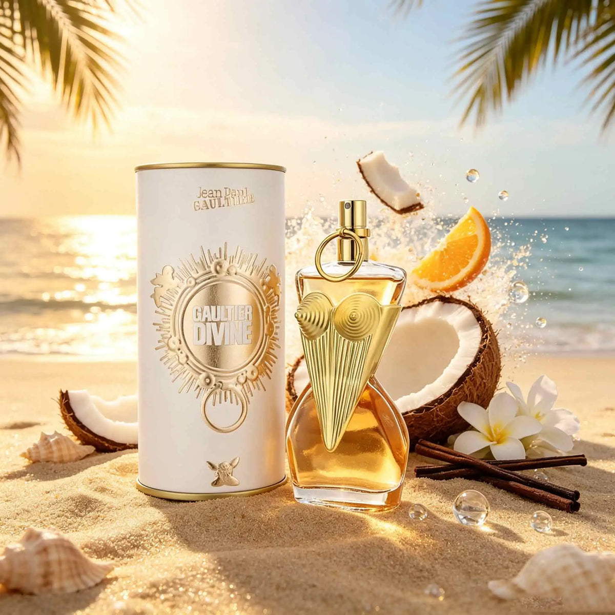 Gaultier Divine perfume bottle with a shimmering, elegant design, showcasing the luxurious fragrance by Corporación Turística.