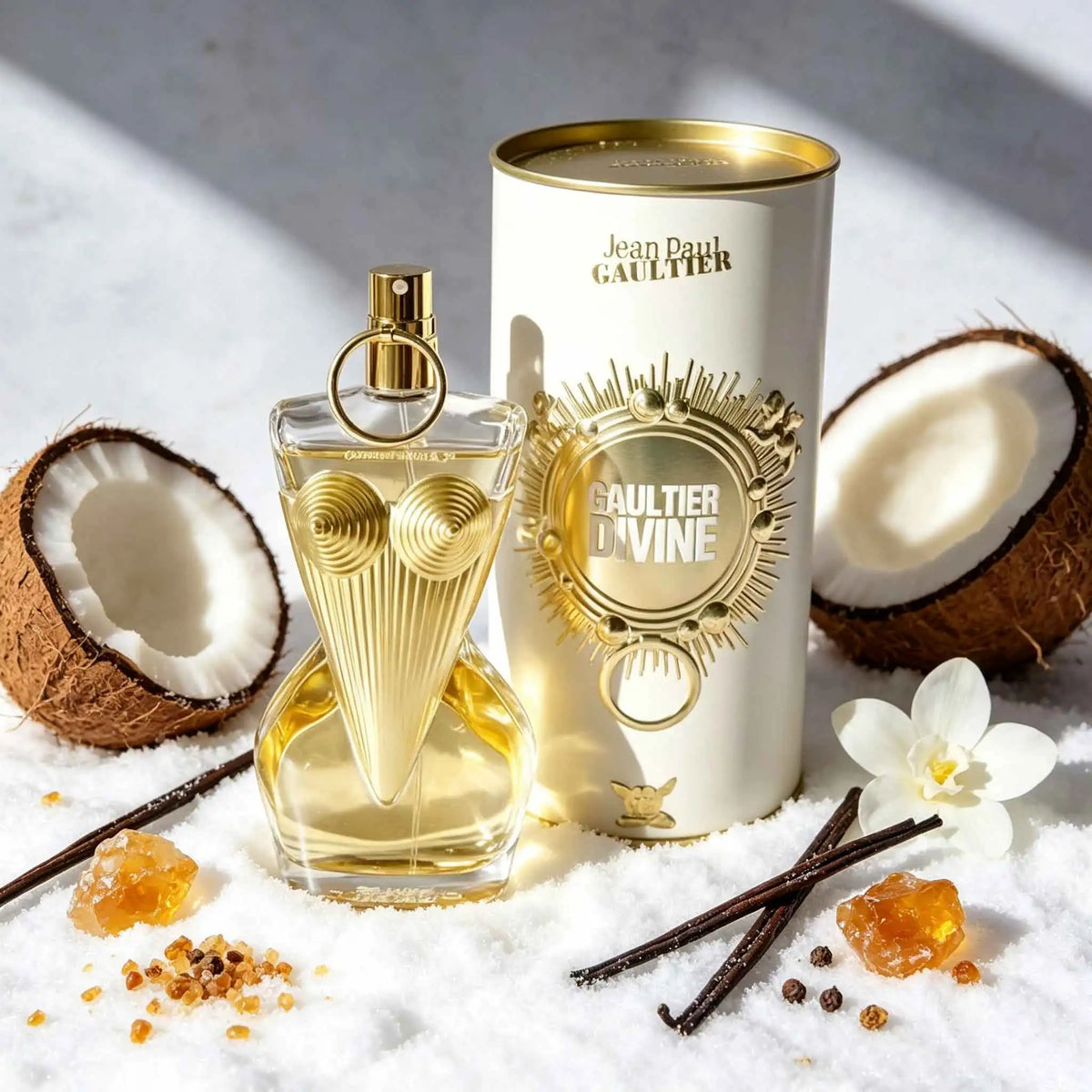 Perfume Gaultier Divine by Corporación Turística, featuring a bright and elegant fragrance in a sleek bottle.
