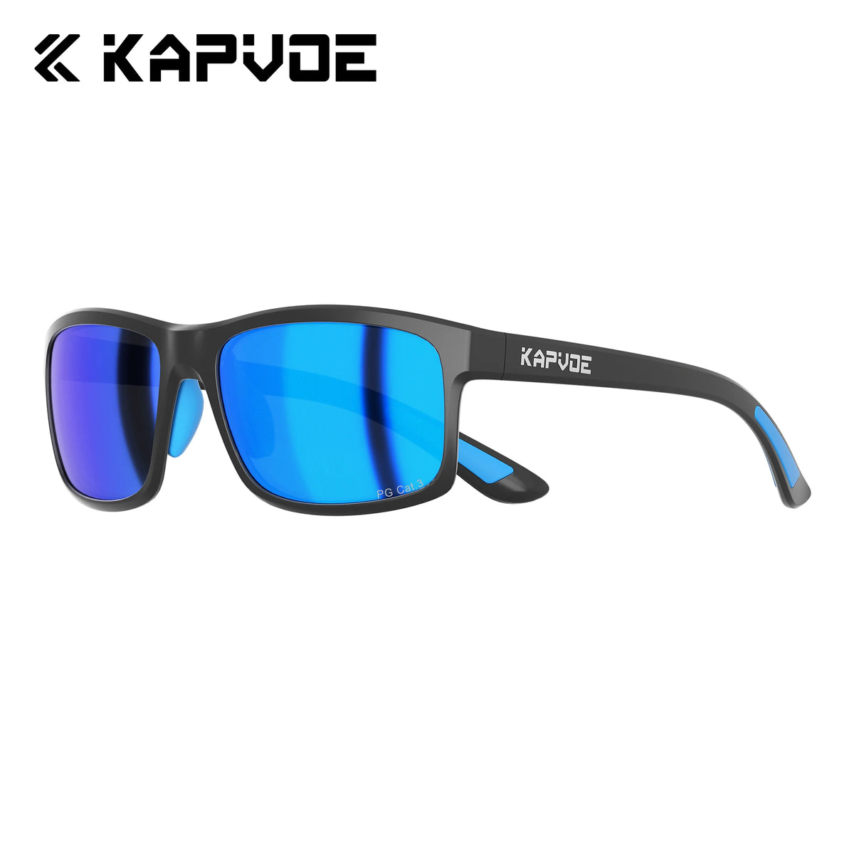 Polarized anti-reflective cycling glasses by KAPVOE, with sporty frame, designed for outdoor cycling, in a product image.