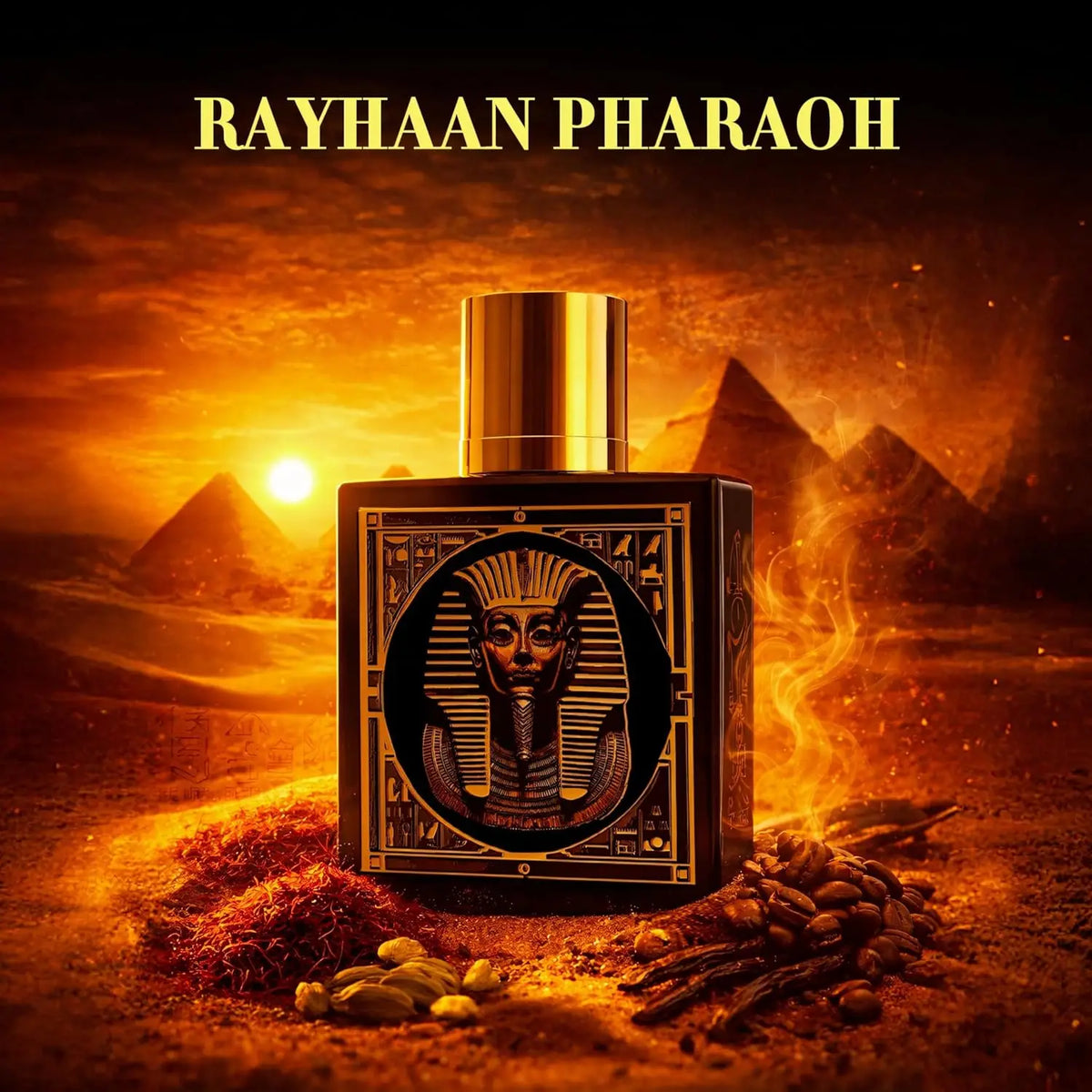 Rayhaan Pharaoh unisex Eau de Parfum spray by Corporación Turística, featuring elegant perfume bottle and packaging.