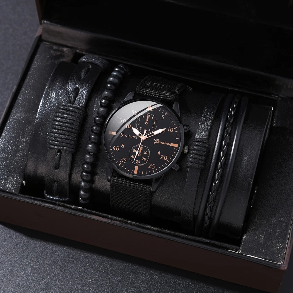 Luxury men's watch and bracelet set by Corporación Turística, featuring a stylish watch and matching bracelet for men.
