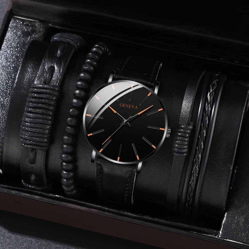 Luxury men's watch and bracelet set by Corporación Turística, featuring a stylish watch with a matching bracelet.