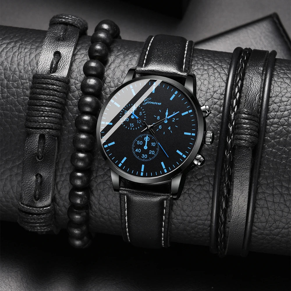 Luxury men's watch and bracelet set by Corporación Turística, featuring a stylish watch and matching bracelet.