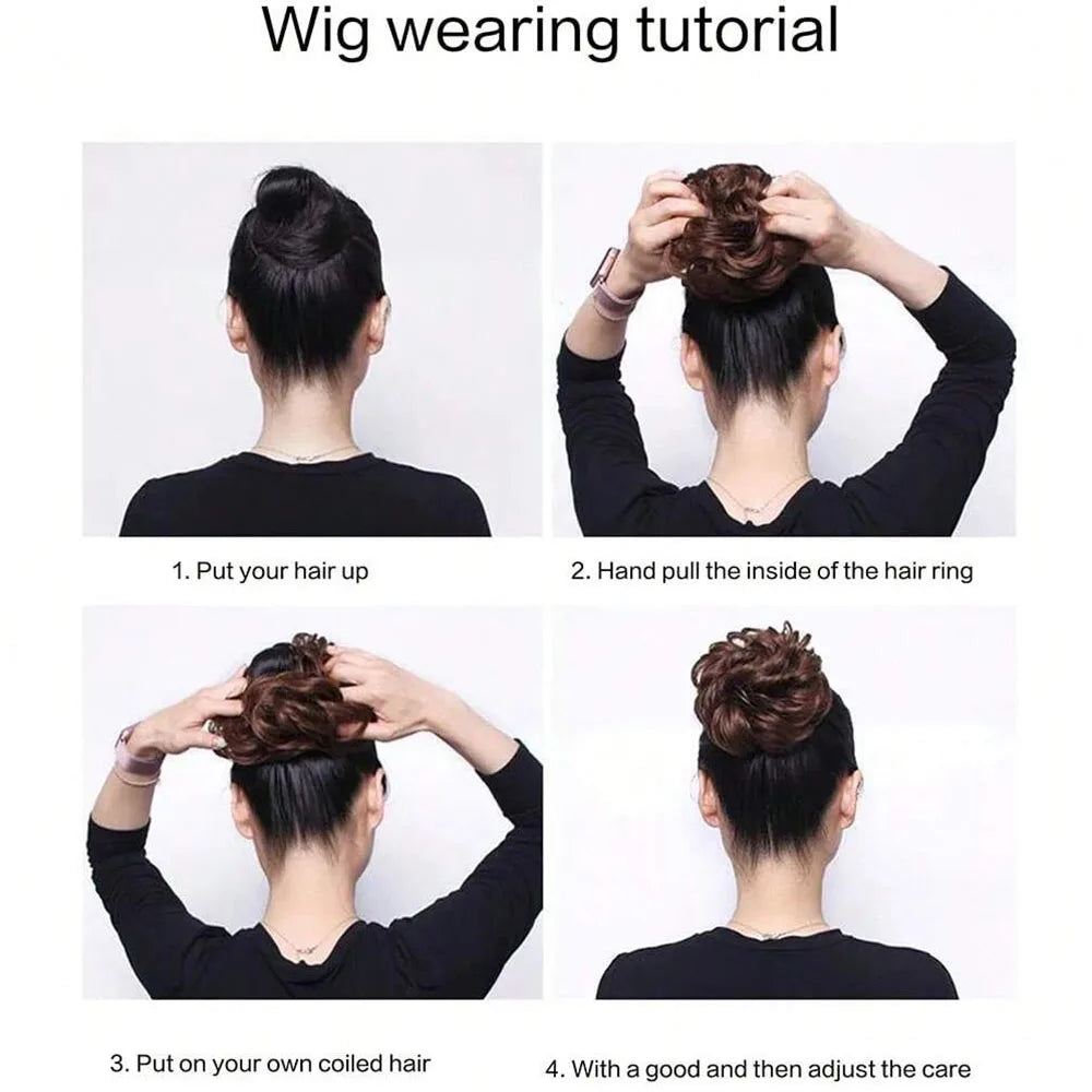 Individual hair clip for bun or wig, made of fiber, by Corporación Turística, shown holding or securing a hairstyle.