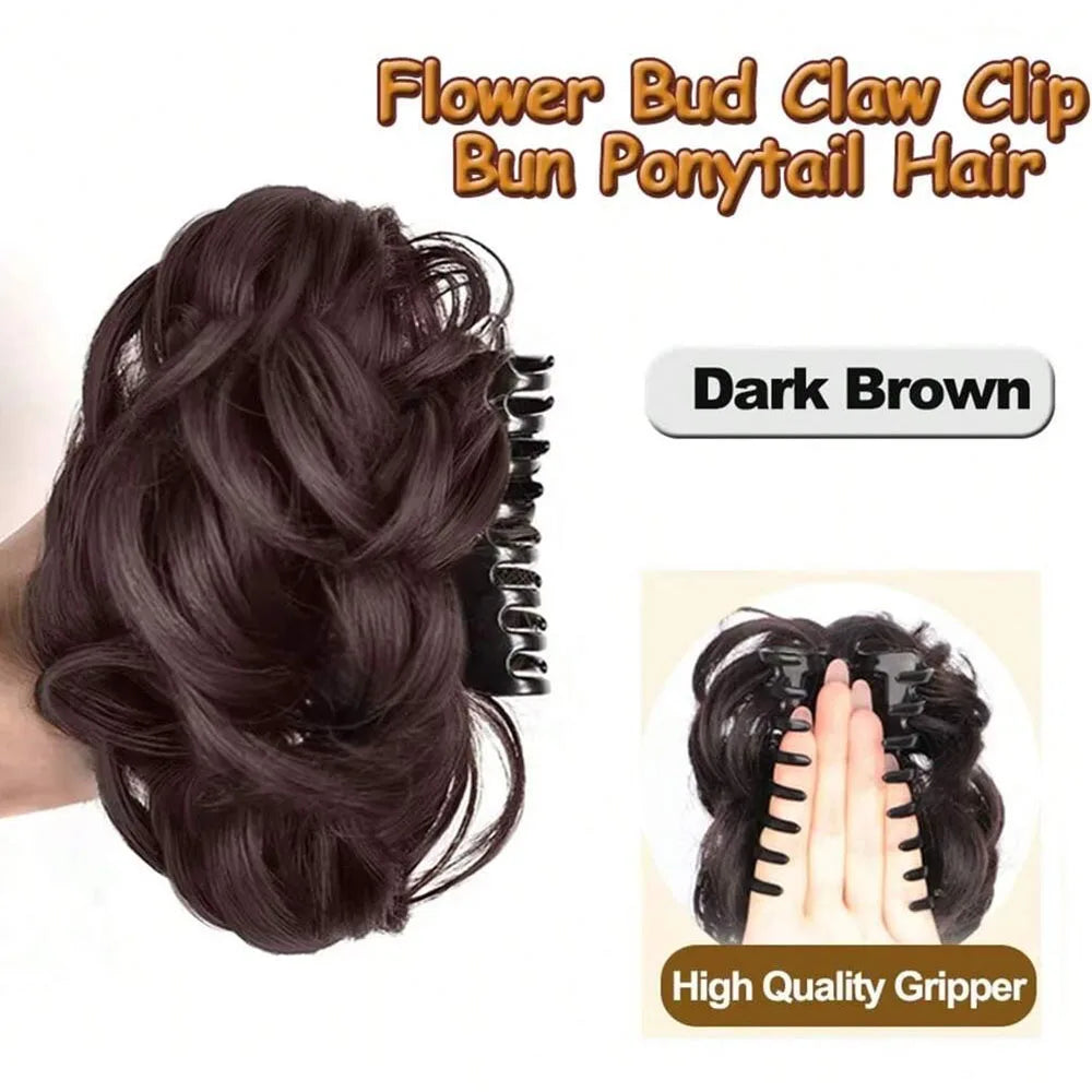 Individual hair clip for bun or wig, made of fiber, from Corporación Turística, shown securing a hairpiece or wig.