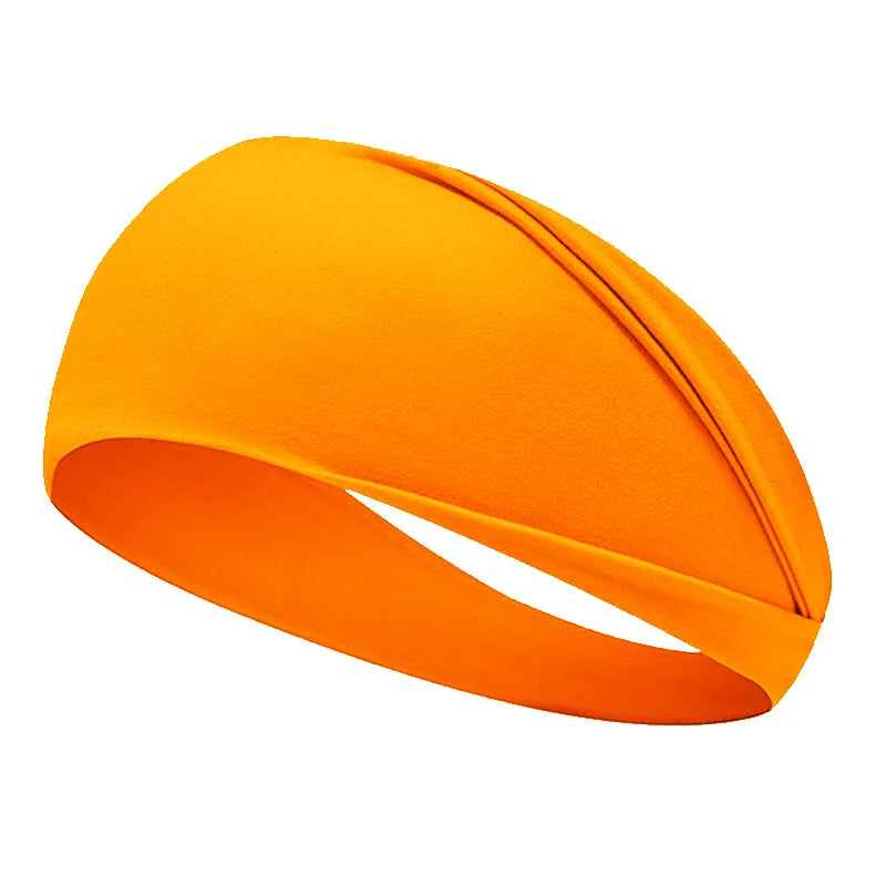 Yellow fluorescent sports headband with elastic band for yoga, designed by Corporación Turística, fits all sizes.