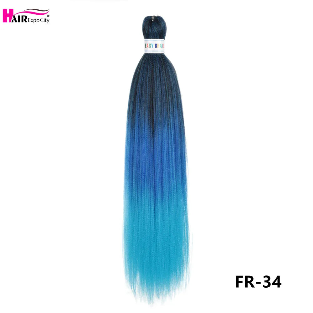 Synthetic 26-inch hair extensions with trenzas, bundled in three pieces, by Corporación Turística, shown in natural black color.