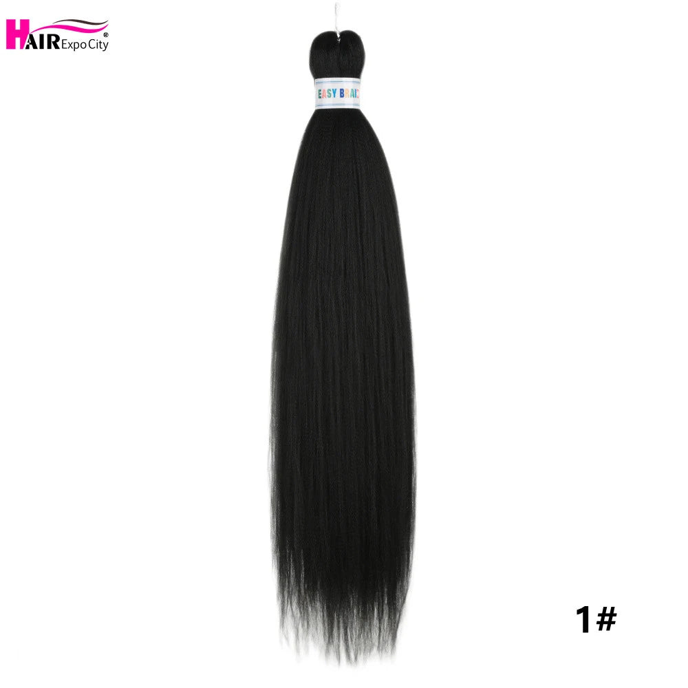 Set of three 26-inch synthetic hair extensions with braids from Corporación Turística, showcasing the textured braided style.