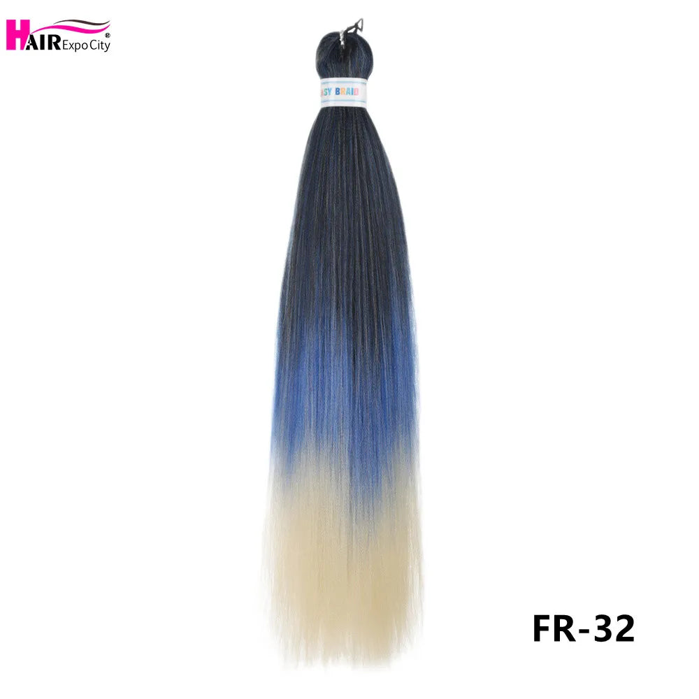 Synthetic 26-inch hair extensions with braided style from Corporación Turística, three bundles shown in natural black color.