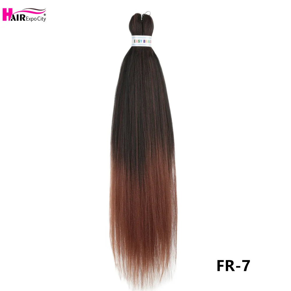 Synthetic 26-inch hair extensions with braids, three-piece set from Corporación Turística, shown in natural black color.