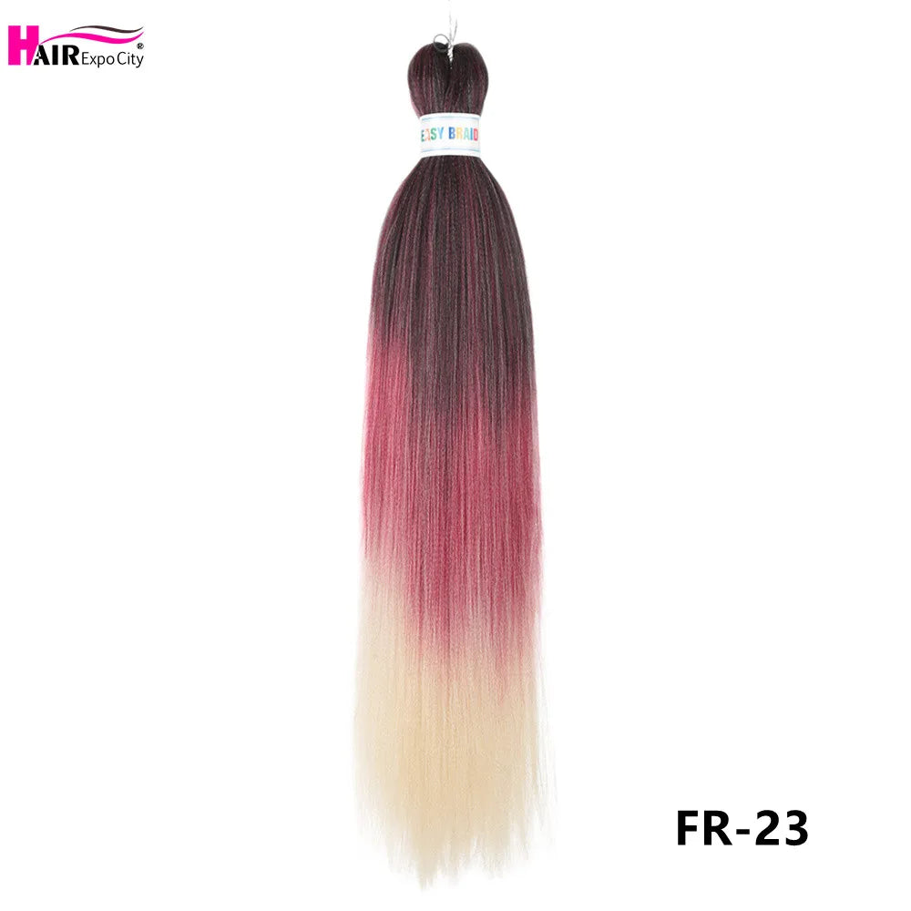 Synthetic 26-inch braid hair extensions from Corporación Turística, three units per bundle, natural black color.