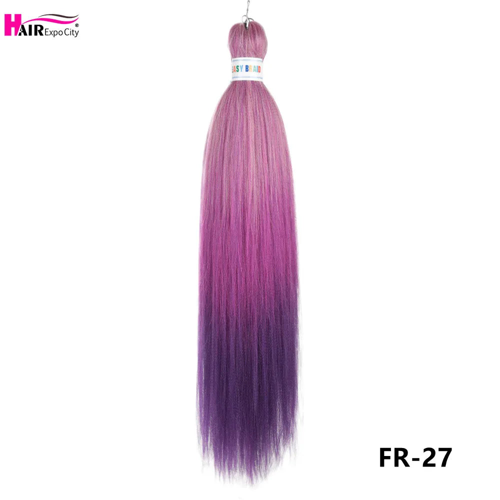 Synthetic 26-inch hair extensions in braids, three-pack from Corporación Turística, showcasing glossy, tightly woven synthetic hair.