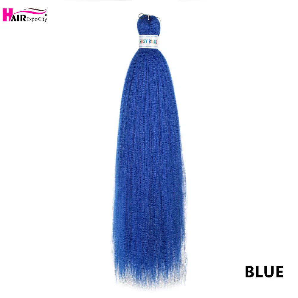 Synthetic 26-inch hair extensions with braided style from Corporación Turística, shown in a bundle of three units.