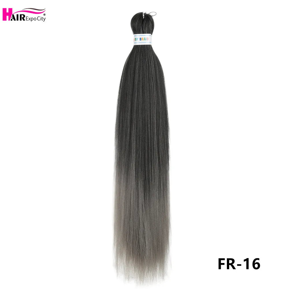 Synthetic 26-inch hair extensions with braids, three bundles in natural black, designed for long, stylish braiding looks.