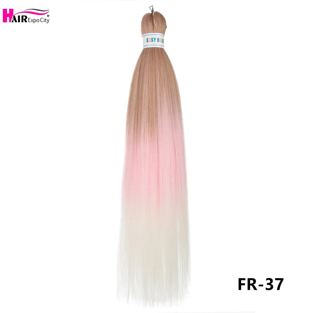 Synthetic 26-inch hair extensions with braids from Corporación Turística, three bundles shown, suitable for styling and hair enhancement.