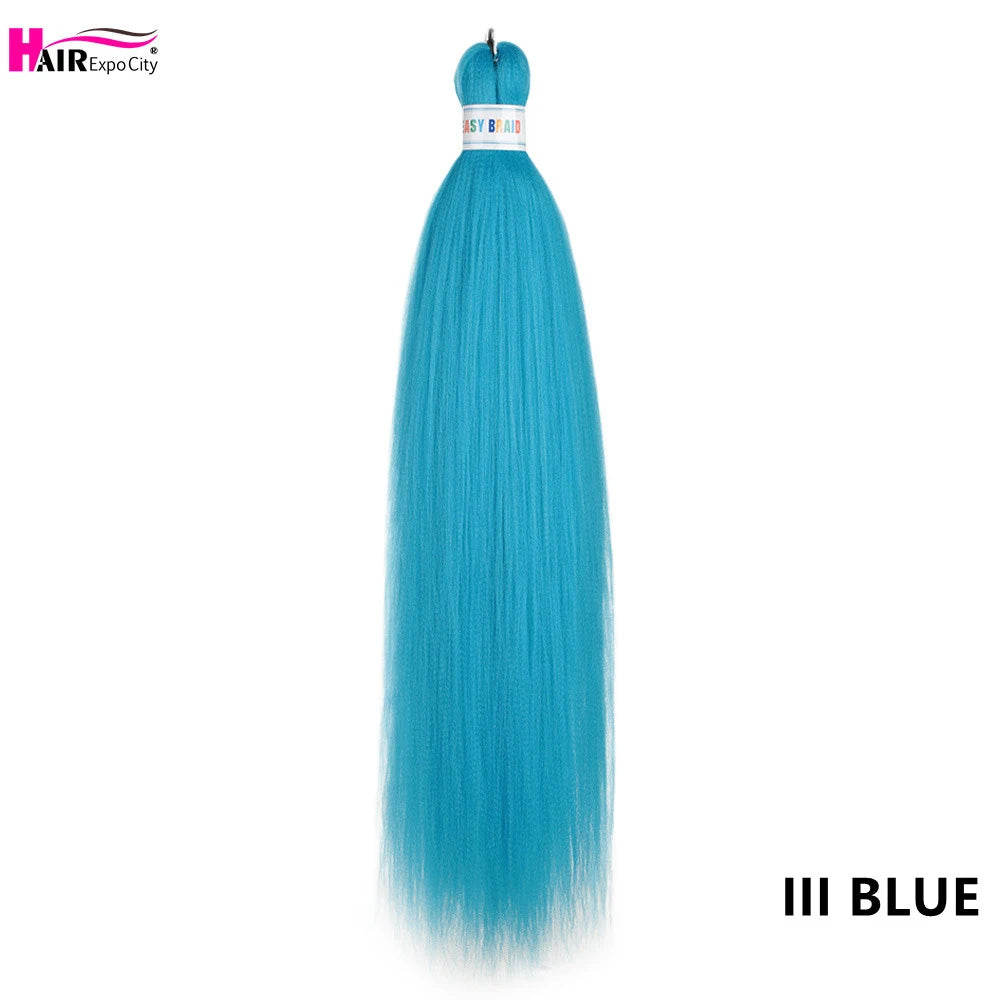 Synthetic 26-inch hair extensions with trenzas, three bundles per pack, from Corporación Turística, shown in natural black color.
