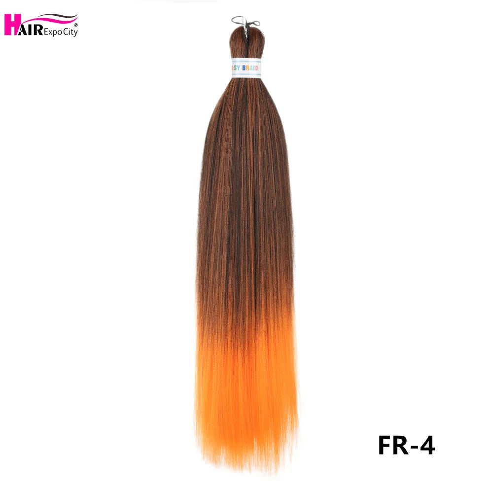 Synthetic 26-inch hair extensions with braids from Corporación Turística, showcasing three bundled trenzas for styling.