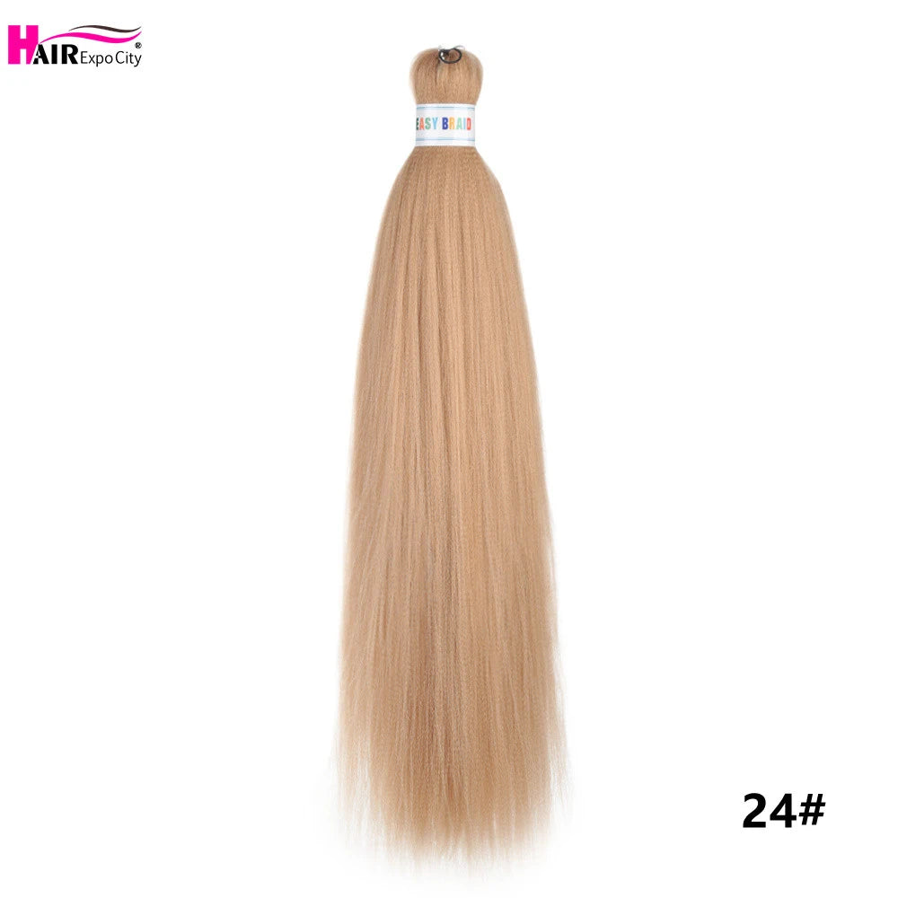 Synthetic 26-inch hair extensions with braided style, three bundles, from Corporación Turística, shown in natural black color.