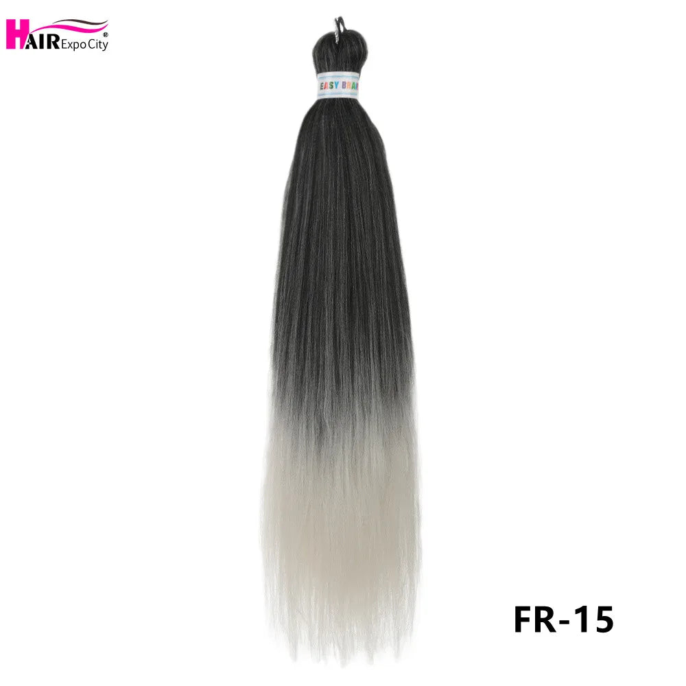 Synthetic 26-inch hair extensions with braids, three bundles, by Corporación Turística, displayed in the image.