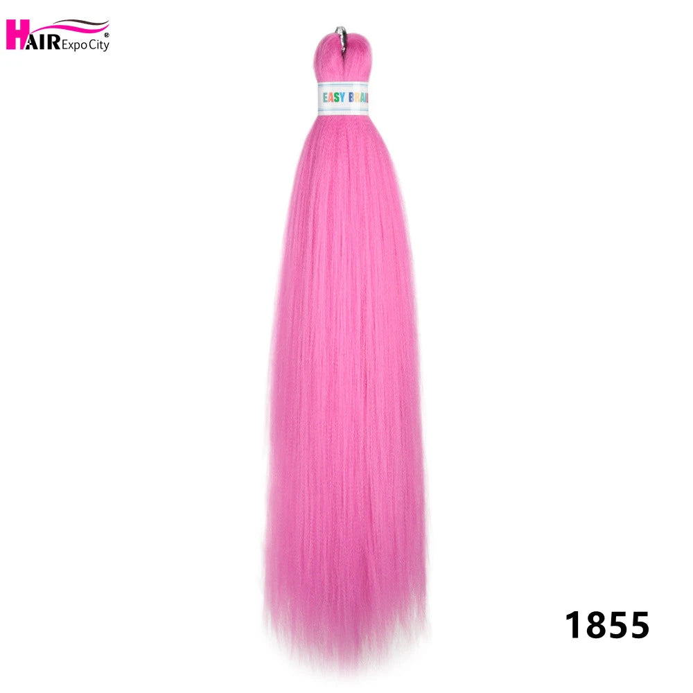 Synthetic 26-inch hair extensions with braids, three units per set, from Corporación Turística, shown in natural braided style.
