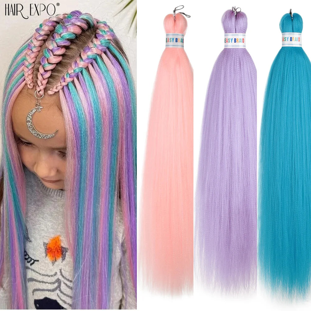 26-inch easy-trend hair extensions by Corporación Turística, featuring natural-looking braids in vibrant green color, packaged in one pack.