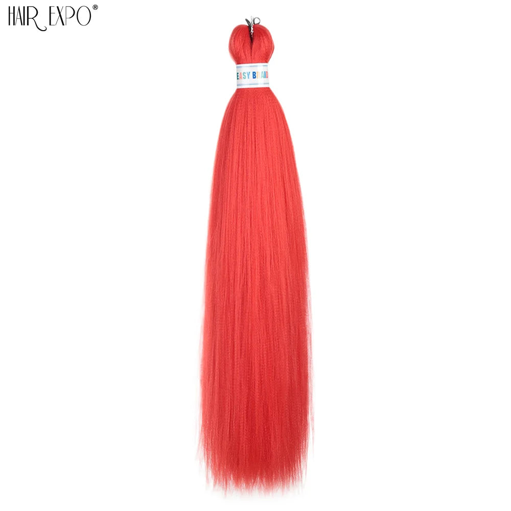 26-inch easy-trend hair extensions from Corporación Turística featuring natural-looking braids in vibrant green color.