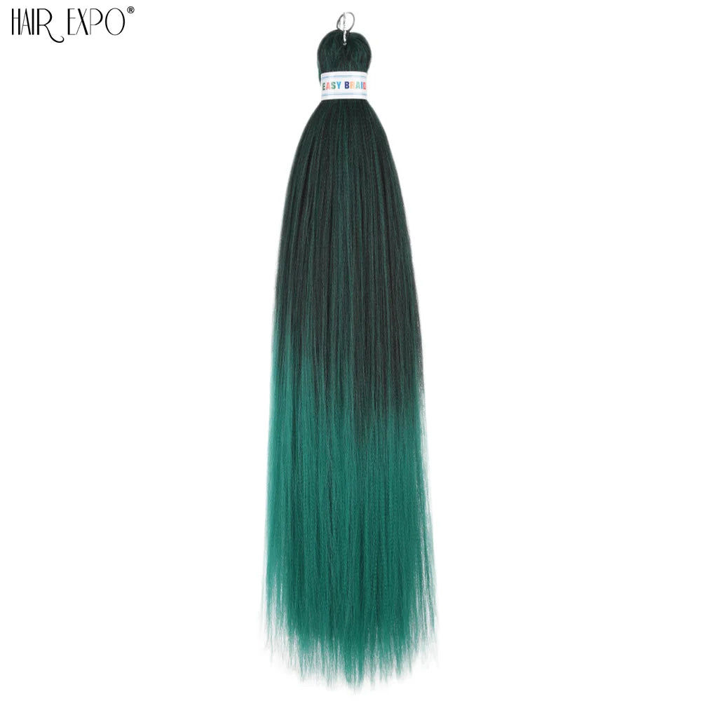 26-inch easy-trend hair extensions by Corporación Turística featuring natural-looking braided hair in vibrant green.