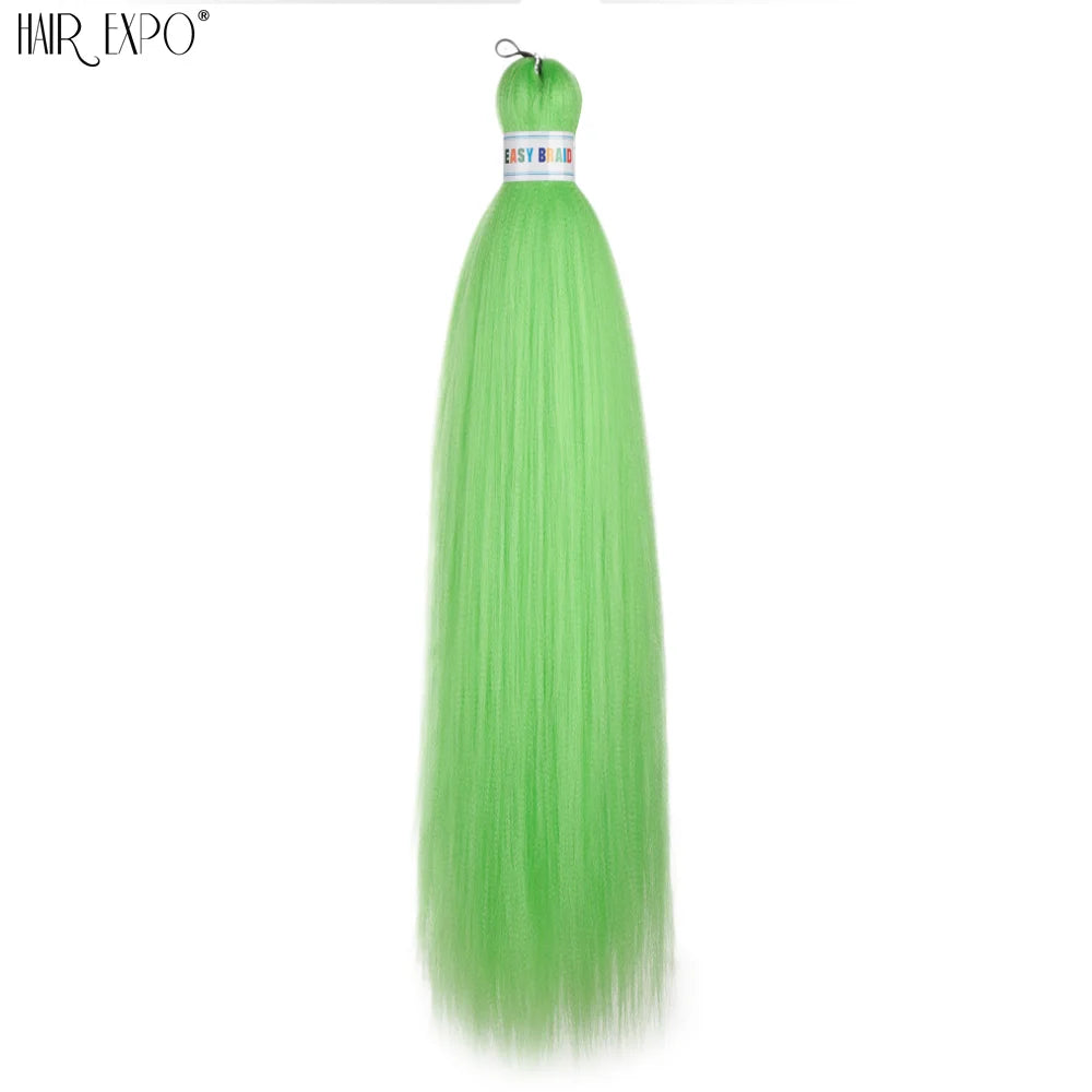 26-inch easy-trend braided hair extensions by Corporación Turística, displayed in green, showing a pack of long, textured braid extensions.