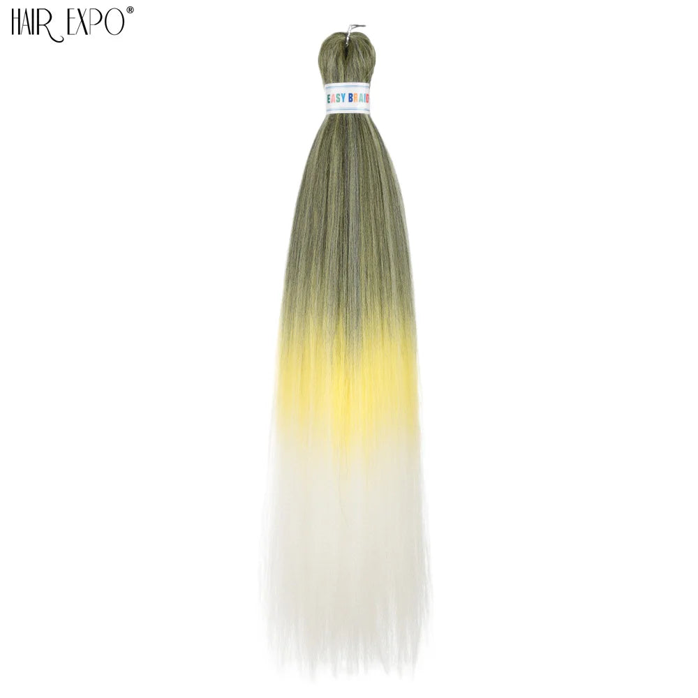 Easy 26-inch hair extensions with braids from Corporación Turística, shown in green, featuring natural-looking woven style.