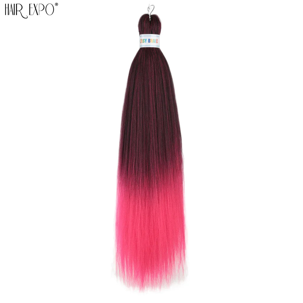 26-inch easy-to-install hair extensions with trenzas from Corporación Turística, shown in vibrant green color.