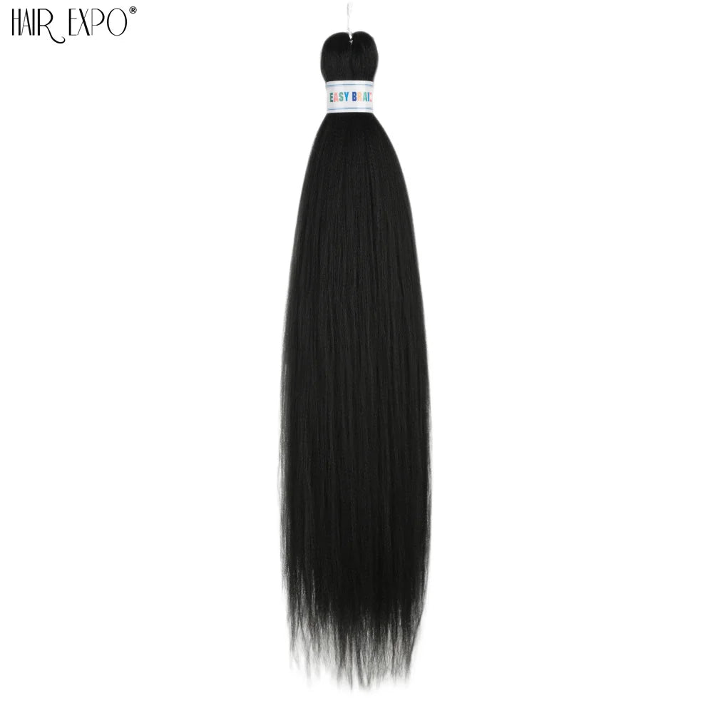 Easy 26-inch hair extensions with braid trenzas from Corporación Turística, shown in vibrant green color.