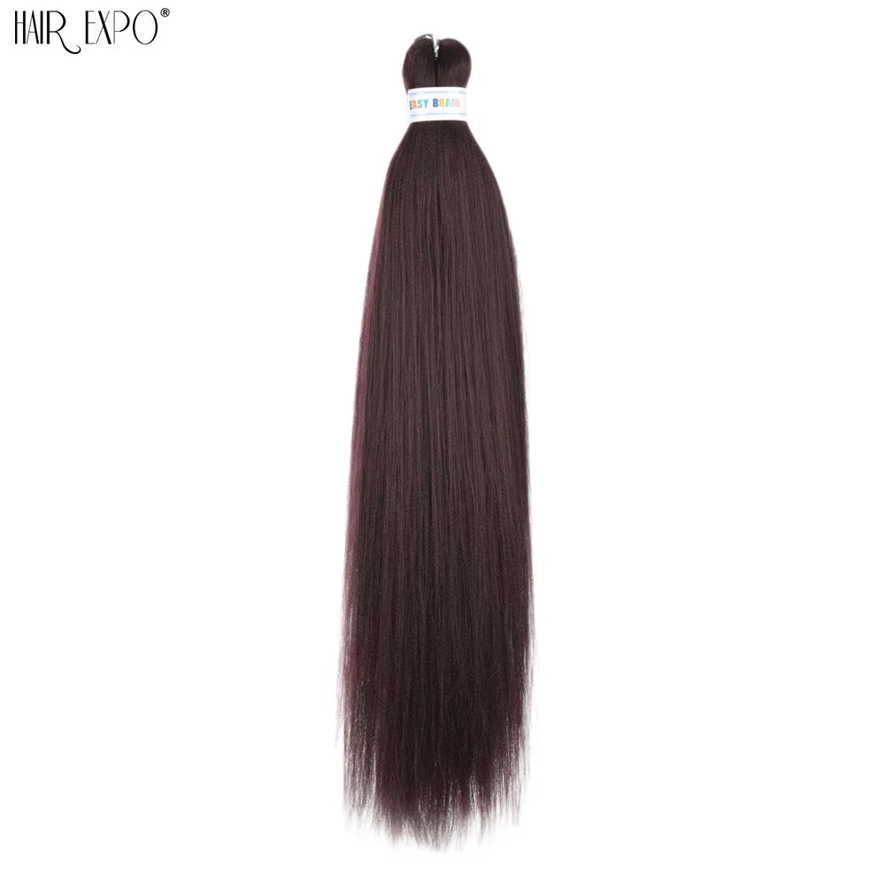26-inch easy-trend hair extensions by Corporación Turística, shown as natural-looking braided hair in vibrant green.