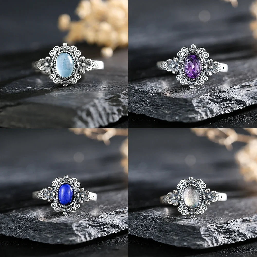 Sterling silver 925 ring with genuine amethyst gemstone, size 7x5mm, from Corporación Turística.