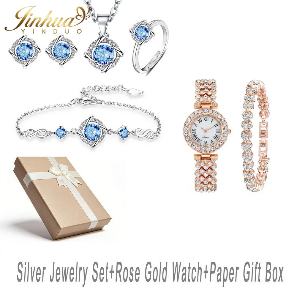 Classic silver jewelry set made of 925 Ley Plata, featuring elegant designs with blue stones from Corporación Turística.