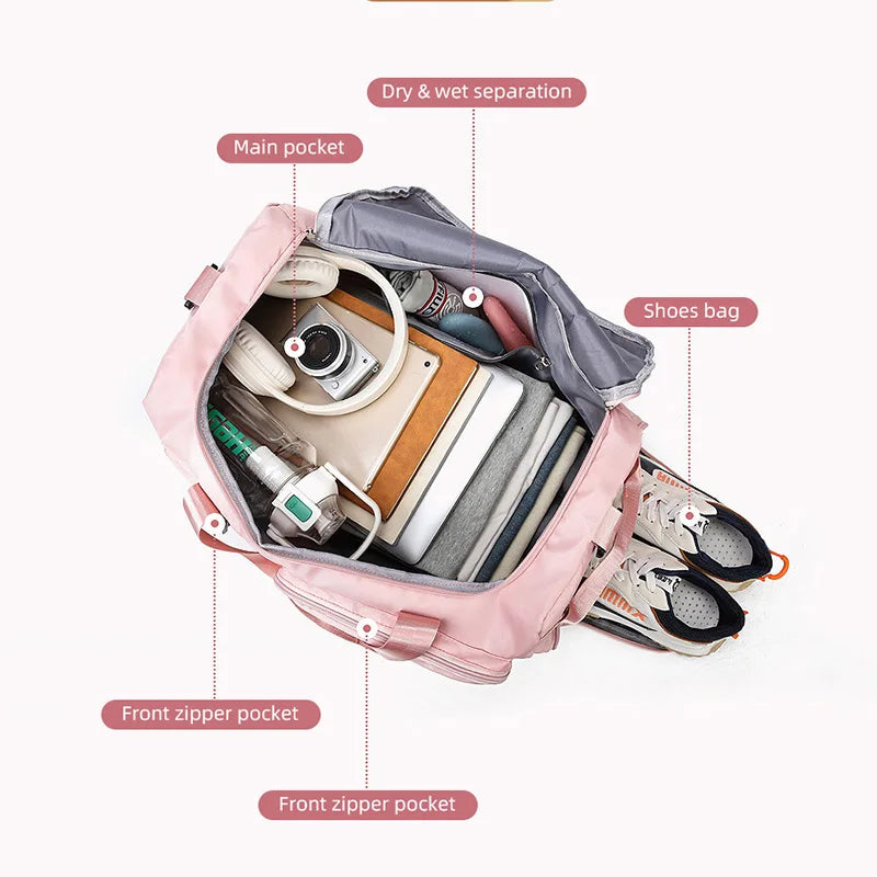 Sports gym bag by Corporación Turística with separate wet and dry compartments, designed for active gym and sports use.