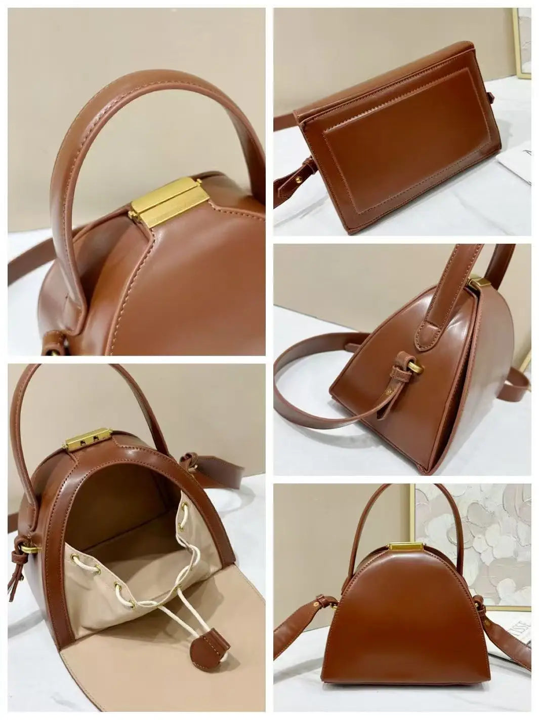 Gold PU shoulder bag for women with niche design, rectangular shape, featuring a sleek and stylish look.