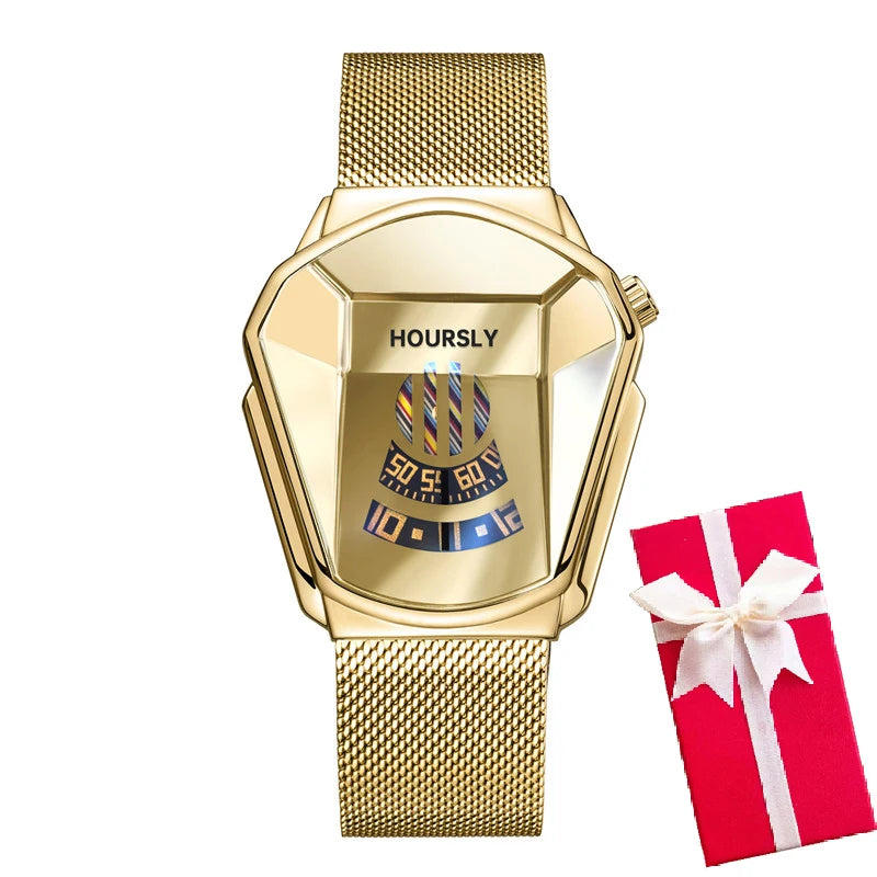 Luxury gold men's wristwatch with blue dial and band, from Corporación Turística, showcasing elegant design and premium craftsmanship.