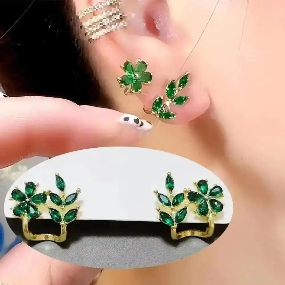 Gold and white Korean fashion zircon pendant earrings featuring elegant dangling design, perfect for stylish women's accessories.
