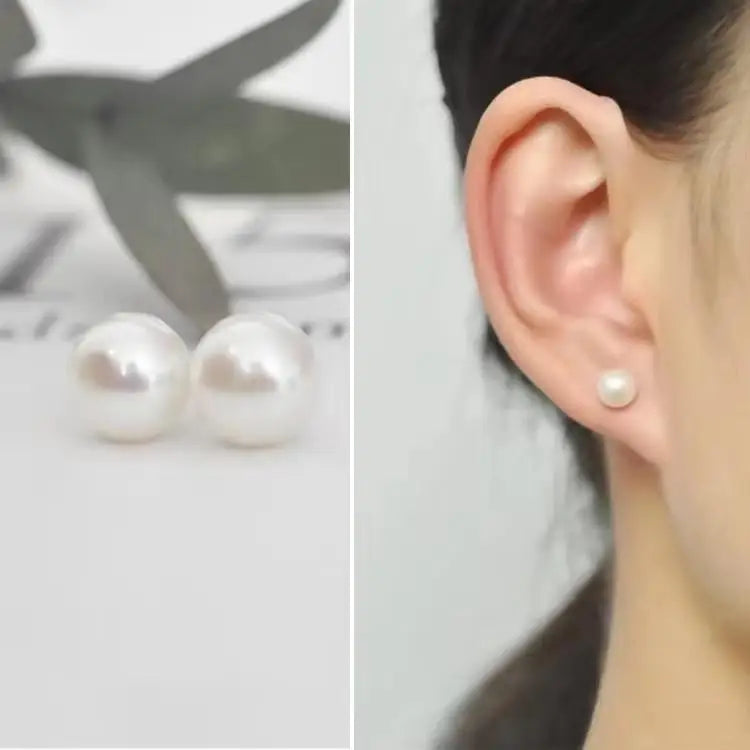 Gold and white Korean fashion zircon pendant earrings with dangling design, stylish jewelry for women.