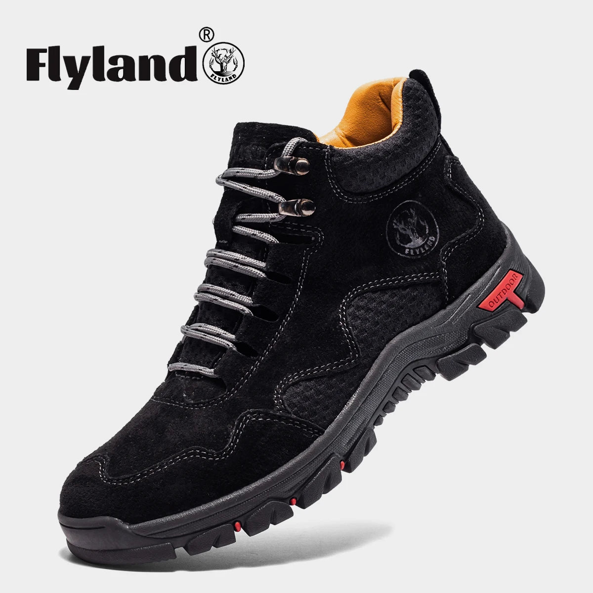 Flyland men's ankle boots made of leather, showcasing sleek black leather design and stylish ankle height for casual wear.