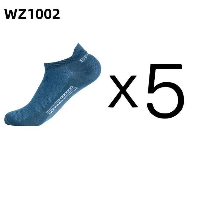 Set of five high-quality men's ankle socks by Corporación Turística, shown in gray with comfortable, breathable fabric.